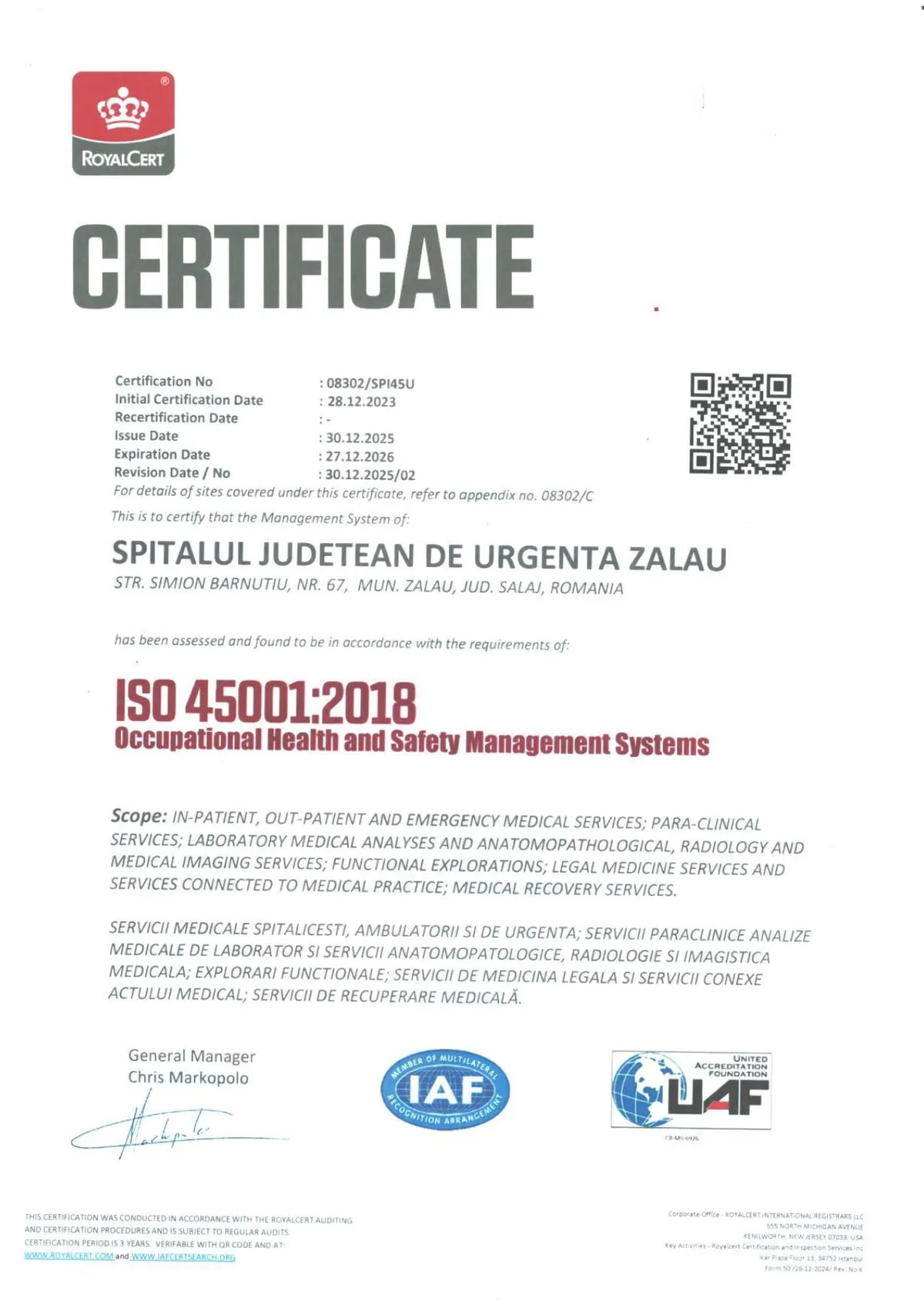 ISO 45001 – sănătate și securitate ocupațională